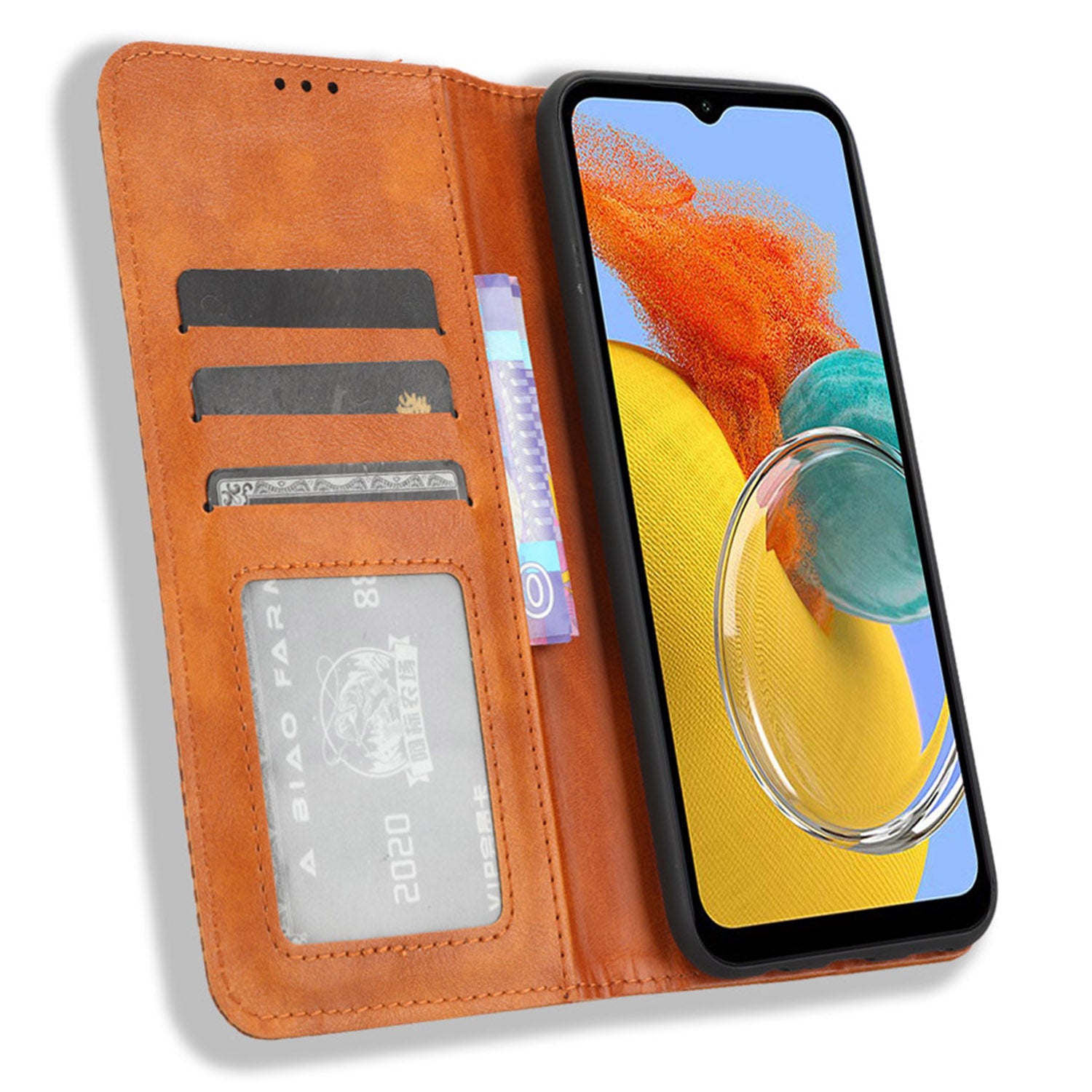 For Samsung Galaxy M14 5G Retro Phone Case PU Leather Phone Stand Wallet Protective Cover For Samsung Galaxy M14 5G Retro Phone Case PU Leather Phone Stand Wallet Protective Cover